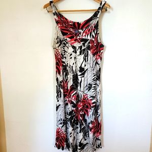 XL Pink Black White Hawaiian Tropical Print Dress Swimsuit Coverup